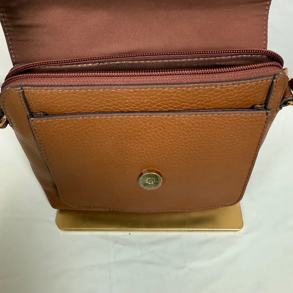 Fossil Kinley Brown Leather Crossbody Bag Small Zip &‎ Flap Purse